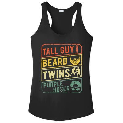 Tall Guy Beard Twins Purple Hoser Ladies PosiCharge Competitor Racerback Tank