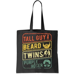 Tall Guy Beard Twins Purple Hoser Tote Bag