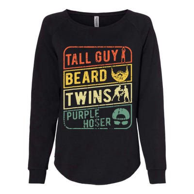 Tall Guy Beard Twins Purple Hoser Womens California Wash Sweatshirt