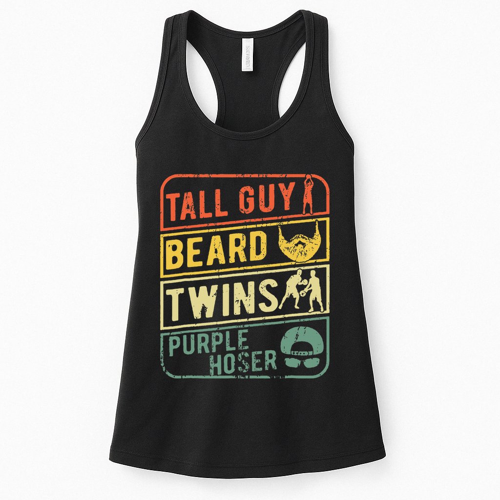 Tall Guy Beard Twins Purple Hoser Womens Tank Top