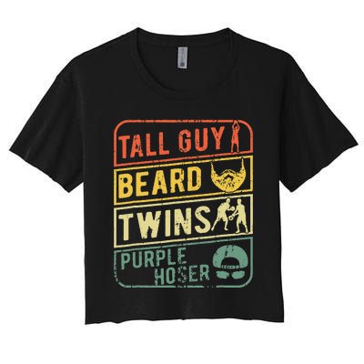 Tall Guy Beard Twins Purple Hoser Women's Crop Top Tee