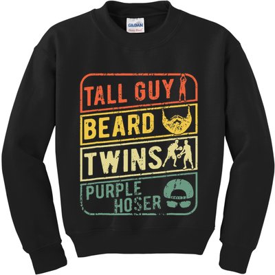 Tall Guy Beard Twins Purple Hoser Kids Sweatshirt