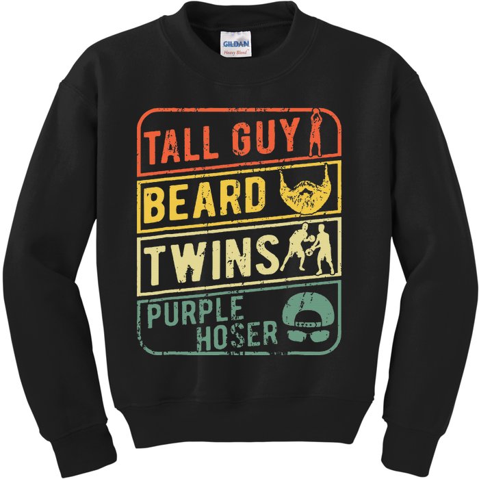 Tall Guy Beard Twins Purple Hoser Kids Sweatshirt