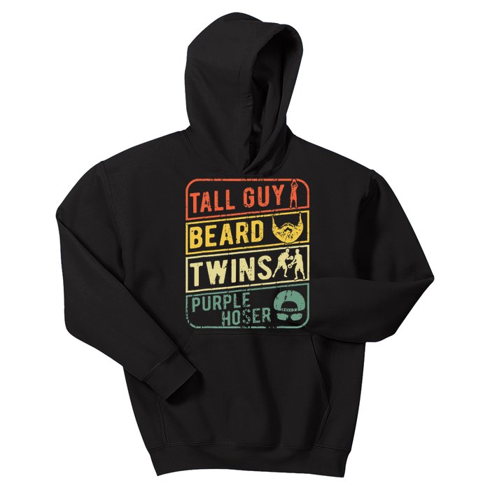 Tall Guy Beard Twins Purple Hoser Kids Hoodie