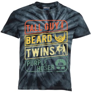 Tall Guy Beard Twins Purple Hoser Kids Tie-Dye T-Shirt