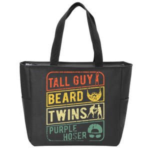 Tall Guy Beard Twins Purple Hoser Zip Tote Bag