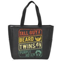 Tall Guy Beard Twins Purple Hoser Zip Tote Bag