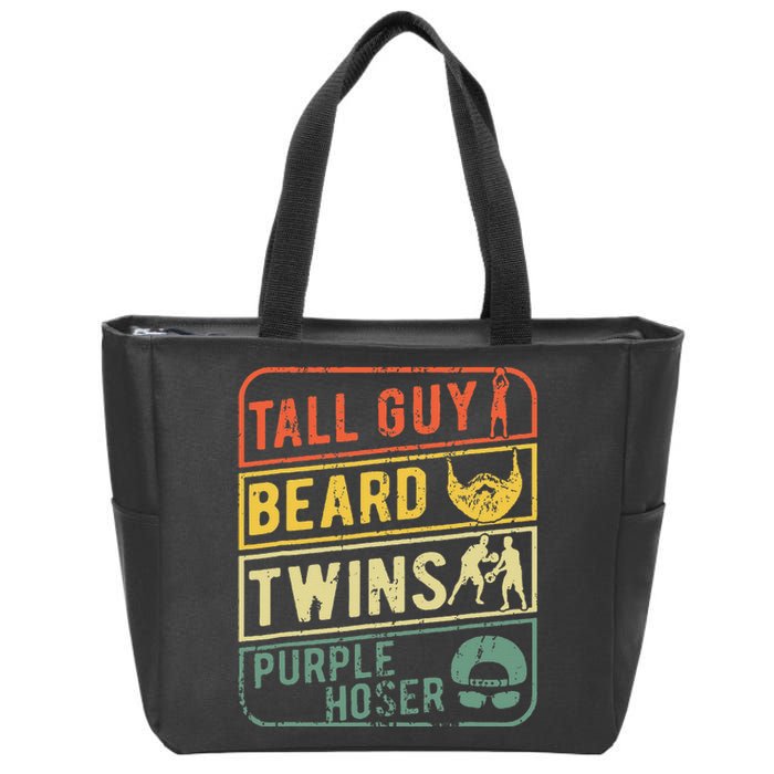 Tall Guy Beard Twins Purple Hoser Zip Tote Bag