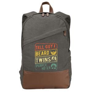 Tall Guy Beard Twins Purple Hoser Cotton Canvas Backpack