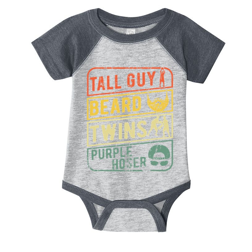 Tall Guy Beard Twins Purple Hoser Infant Baby Jersey Bodysuit