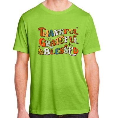 Thankful Grateful Blessed Leopard Pumpkin Fall Thanksgiving Adult ChromaSoft Performance T-Shirt