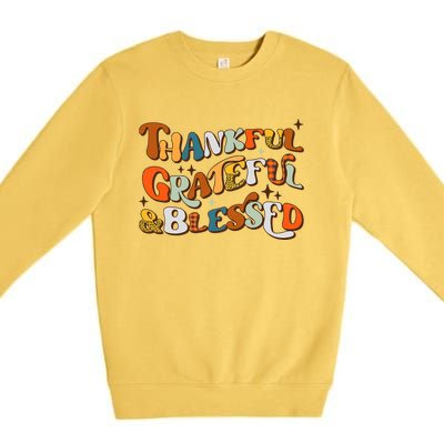 Thankful Grateful Blessed Leopard Pumpkin Fall Thanksgiving Premium Crewneck Sweatshirt