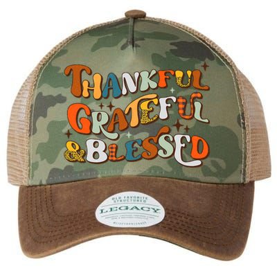 Thankful Grateful Blessed Leopard Pumpkin Fall Thanksgiving Legacy Tie Dye Trucker Hat