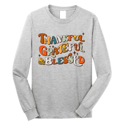 Thankful Grateful Blessed Leopard Pumpkin Fall Thanksgiving Long Sleeve Shirt