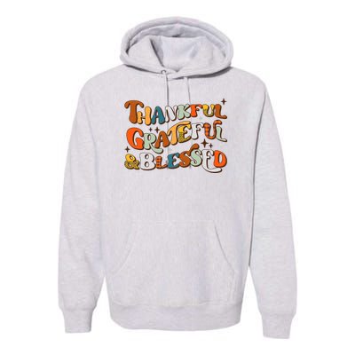 Thankful Grateful Blessed Leopard Pumpkin Fall Thanksgiving Premium Hoodie