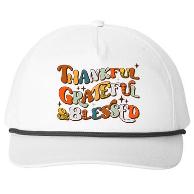 Thankful Grateful Blessed Leopard Pumpkin Fall Thanksgiving Snapback Five-Panel Rope Hat