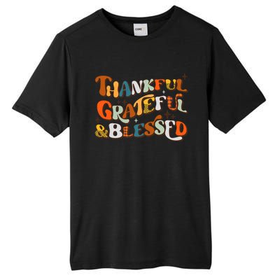 Thankful Grateful Blessed Leopard Pumpkin Fall Thanksgiving Tall Fusion ChromaSoft Performance T-Shirt