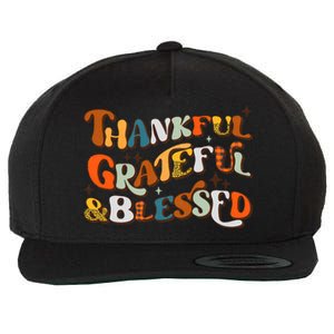 Thankful Grateful Blessed Leopard Pumpkin Fall Thanksgiving Wool Snapback Cap