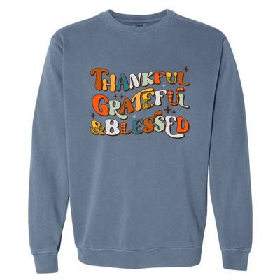 Thankful Grateful Blessed Leopard Pumpkin Fall Thanksgiving Garment-Dyed Sweatshirt