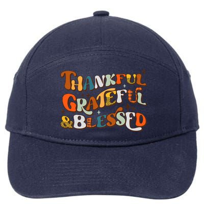 Thankful Grateful Blessed Leopard Pumpkin Fall Thanksgiving 7-Panel Snapback Hat