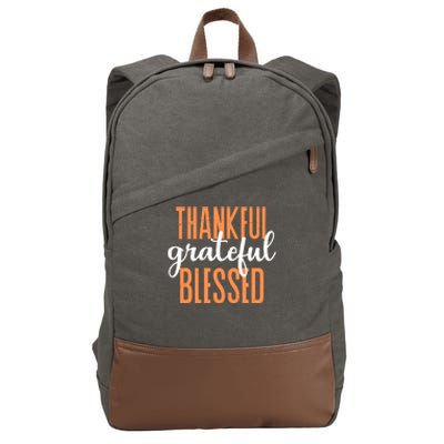 Thankful Grateful Blessed Vintage Thanksgiving Cotton Canvas Backpack