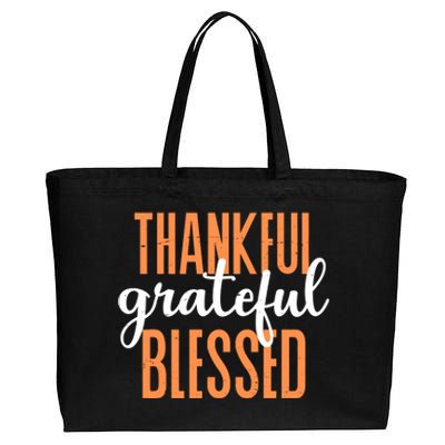 Thankful Grateful Blessed Vintage Thanksgiving Cotton Canvas Jumbo Tote