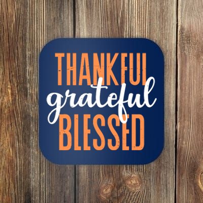 Thankful Grateful Blessed Vintage Thanksgiving Coaster