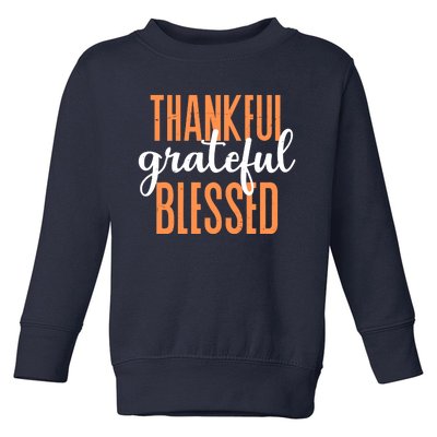 Thankful Grateful Blessed Vintage Thanksgiving Toddler Sweatshirt