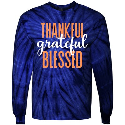 Thankful Grateful Blessed Vintage Thanksgiving Tie-Dye Long Sleeve Shirt