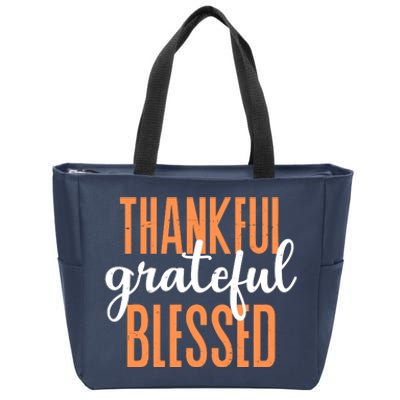 Thankful Grateful Blessed Vintage Thanksgiving Zip Tote Bag