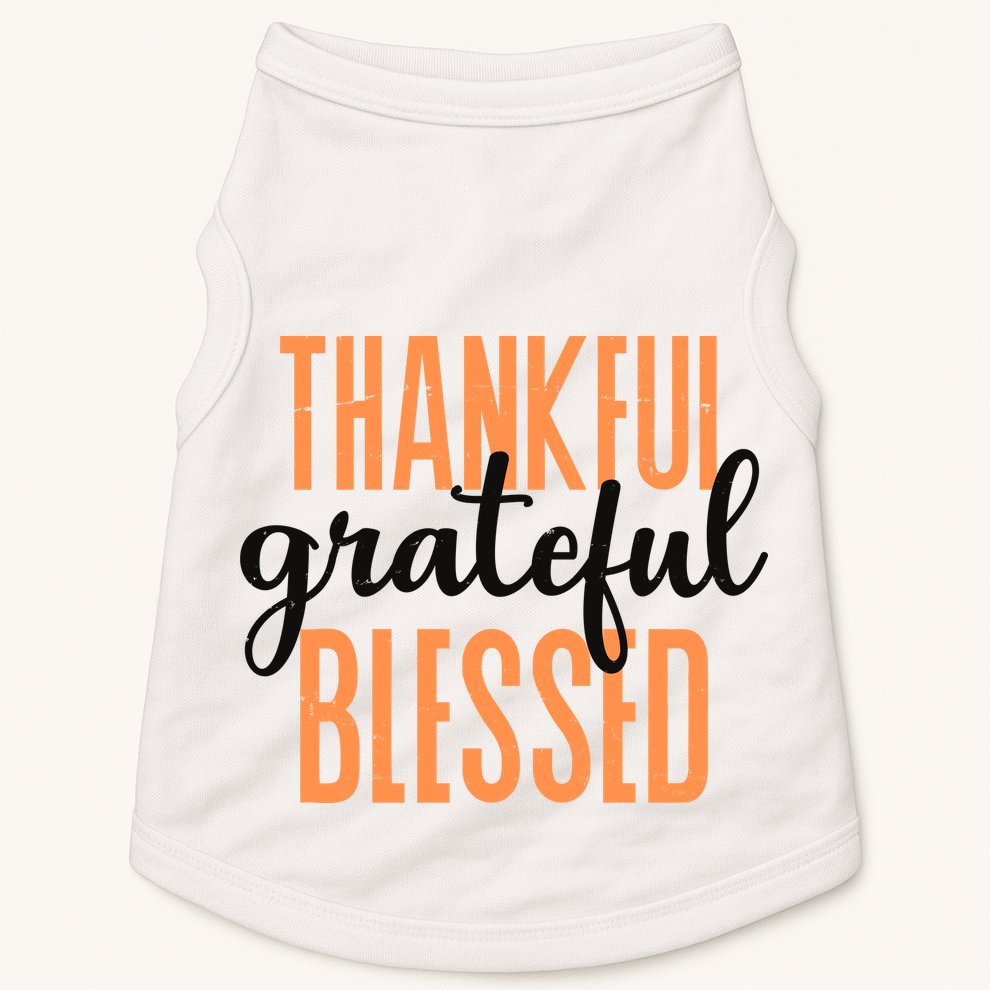 Thankful Grateful Blessed Vintage Thanksgiving Doggie Tank