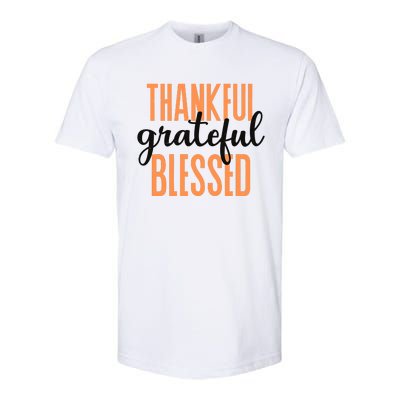 Thankful Grateful Blessed Vintage Thanksgiving Softstyle® CVC T-Shirt