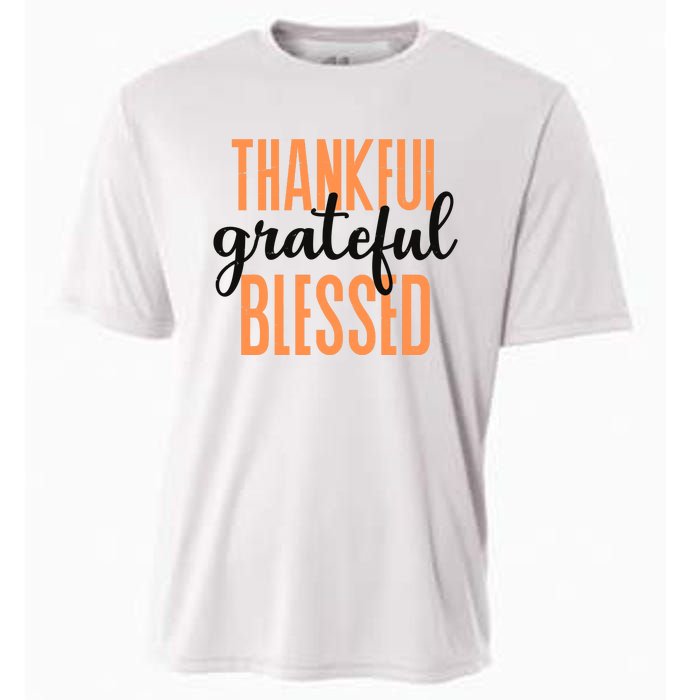 Thankful Grateful Blessed Vintage Thanksgiving Cooling Performance Crew T-Shirt