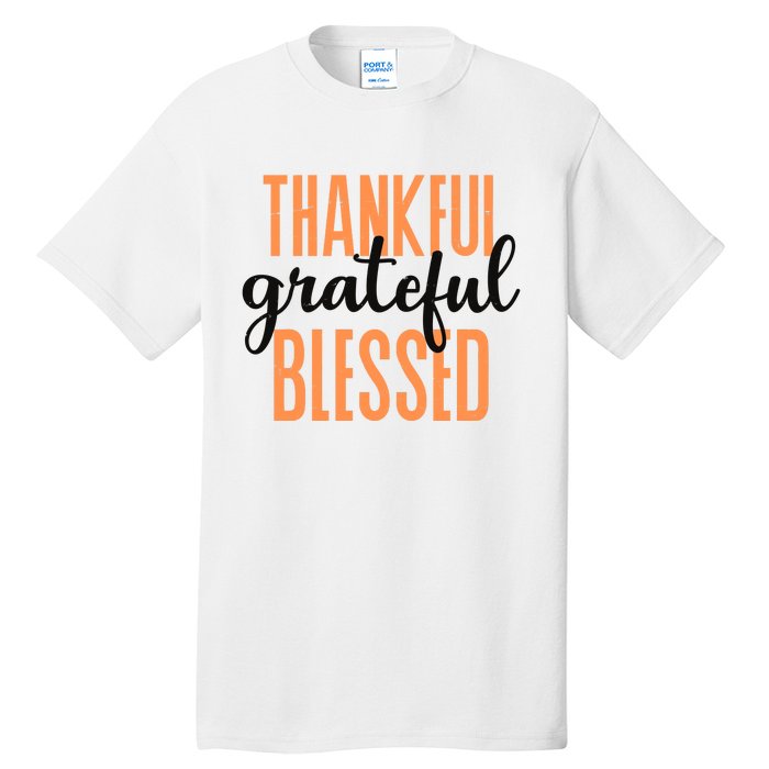 Thankful Grateful Blessed Vintage Thanksgiving Tall T-Shirt