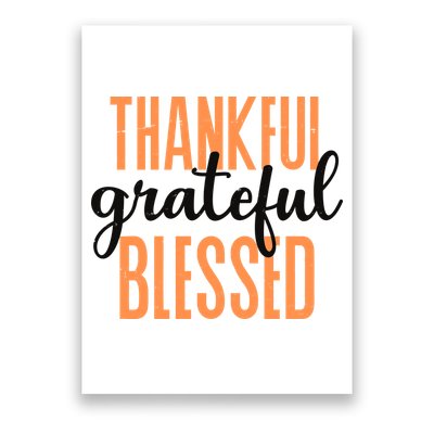 Thankful Grateful Blessed Vintage Thanksgiving Poster