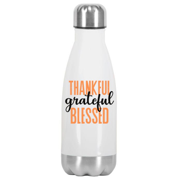 Thankful Grateful Blessed Vintage Thanksgiving Stainless Steel Insulated Water Bottle