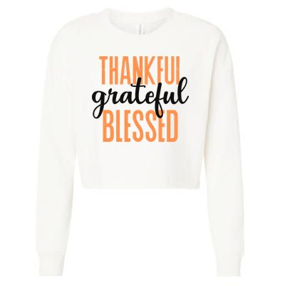 Thankful Grateful Blessed Vintage Thanksgiving Cropped Pullover Crew