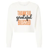 Thankful Grateful Blessed Vintage Thanksgiving Cropped Pullover Crew