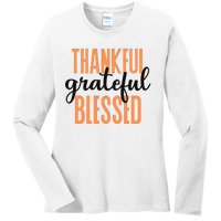 Thankful Grateful Blessed Vintage Thanksgiving Ladies Long Sleeve Shirt