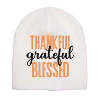 Thankful Grateful Blessed Vintage Thanksgiving Short Acrylic Beanie