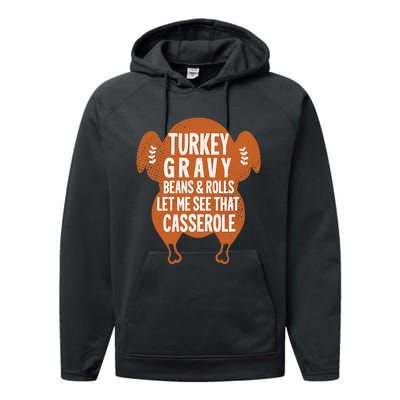 Turkey Gravy Beans And Rolls FunnyThanksgiving Performance Fleece Hoodie