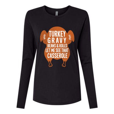 Turkey Gravy Beans And Rolls FunnyThanksgiving Womens Cotton Relaxed Long Sleeve T-Shirt