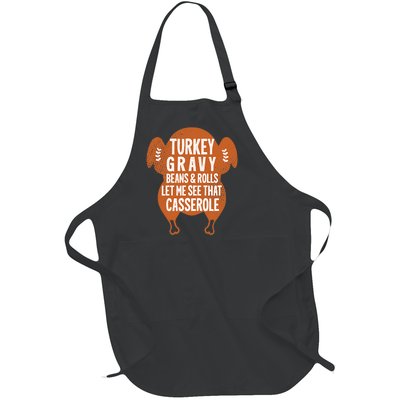 Turkey Gravy Beans And Rolls FunnyThanksgiving Full-Length Apron With Pockets