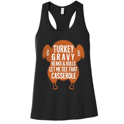 Turkey Gravy Beans And Rolls FunnyThanksgiving Women's Racerback Tank