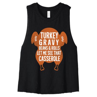 Turkey Gravy Beans And Rolls FunnyThanksgiving Women's Racerback Cropped Tank