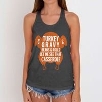 Turkey Gravy Beans And Rolls FunnyThanksgiving Women's Knotted Racerback Tank