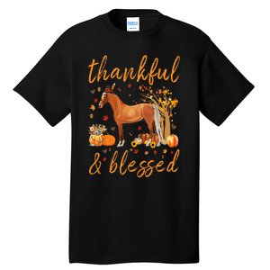 Thankful Grateful Blessed Horse Thanskgiving Matching Tall T-Shirt