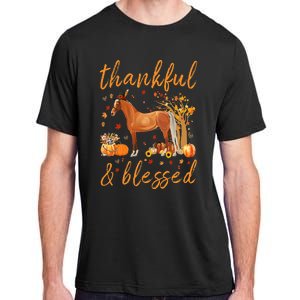 Thankful Grateful Blessed Horse Thanskgiving Matching Adult ChromaSoft Performance T-Shirt