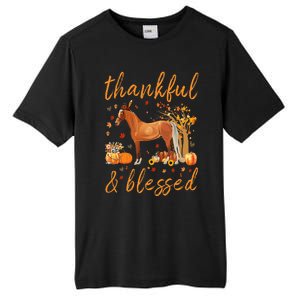 Thankful Grateful Blessed Horse Thanskgiving Matching Tall Fusion ChromaSoft Performance T-Shirt