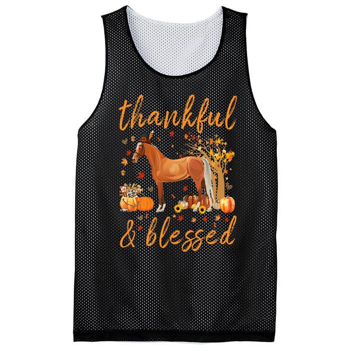 Thankful Grateful Blessed Horse Thanskgiving Matching Mesh Reversible Basketball Jersey Tank